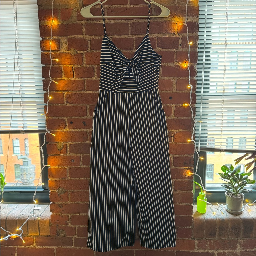 Navy blue striped jumpsuit